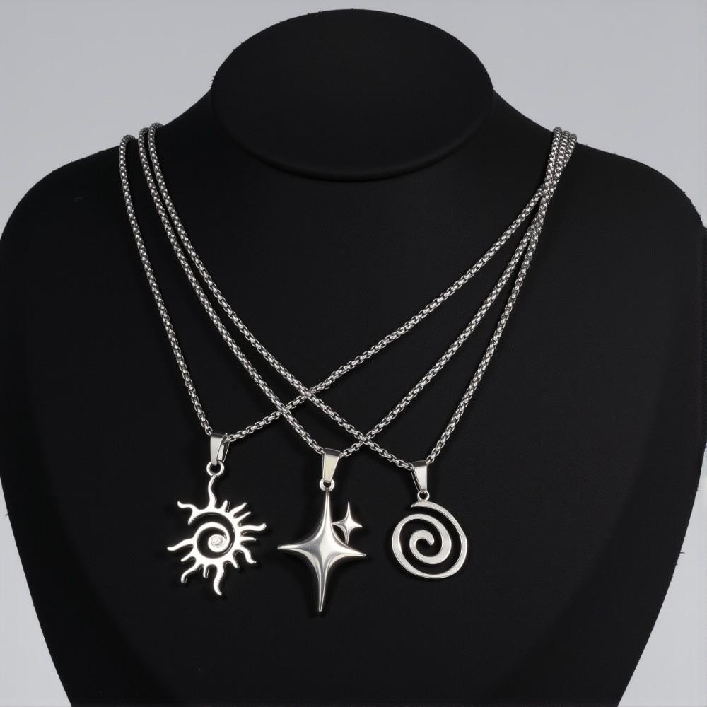 Hollowed Vortex Necklace Gothic Metal Chain Jewelry New Spiral Pendant Necklace Gifts