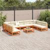 10 Piece Garden Sofa Set with Cushions Wax Brown Pine Wood