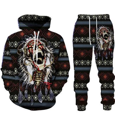 Wolf 3d Print Hoodie Suit Autumn Winter Men Women Sets Tiger Tracksuit Unisex Hoodie + Pants Two-piece Set