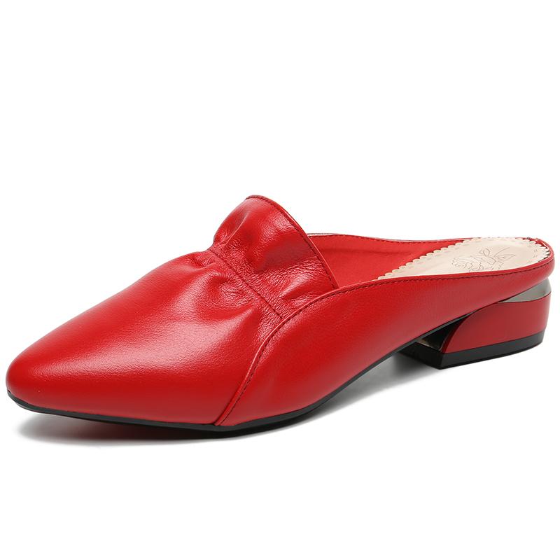 Fashion GKTINOO 2025 Summer Flats Lady Sandals Slippers Genuine Leather Slip On Pointed Women Mules Outdoor Slipper Shoes Woman Slides