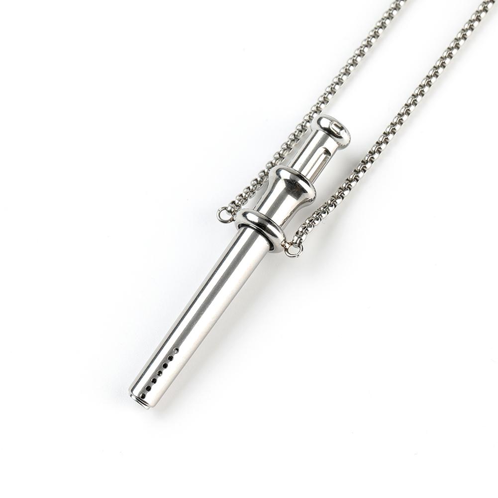 Breathing Resistance Whistle Necklace Stainless Steel Anxiety Breathing Necklace Meditation Jewelry for Anxiety & Stress Relief