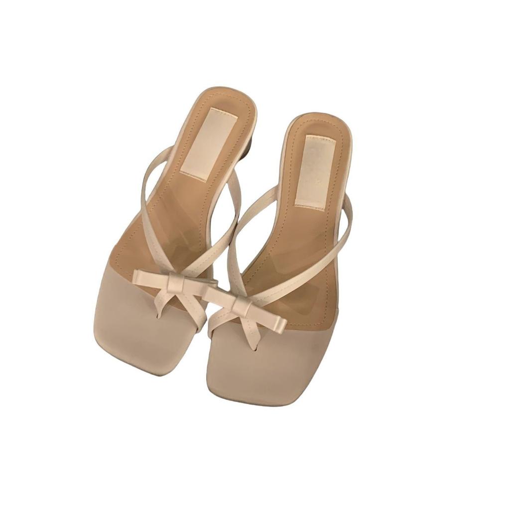 French Small Cool Slippers Women's Shoes Fashion Wear 2025 Summer Thick Heel Versatile Fairy with Skirt Cover Toe Sandals