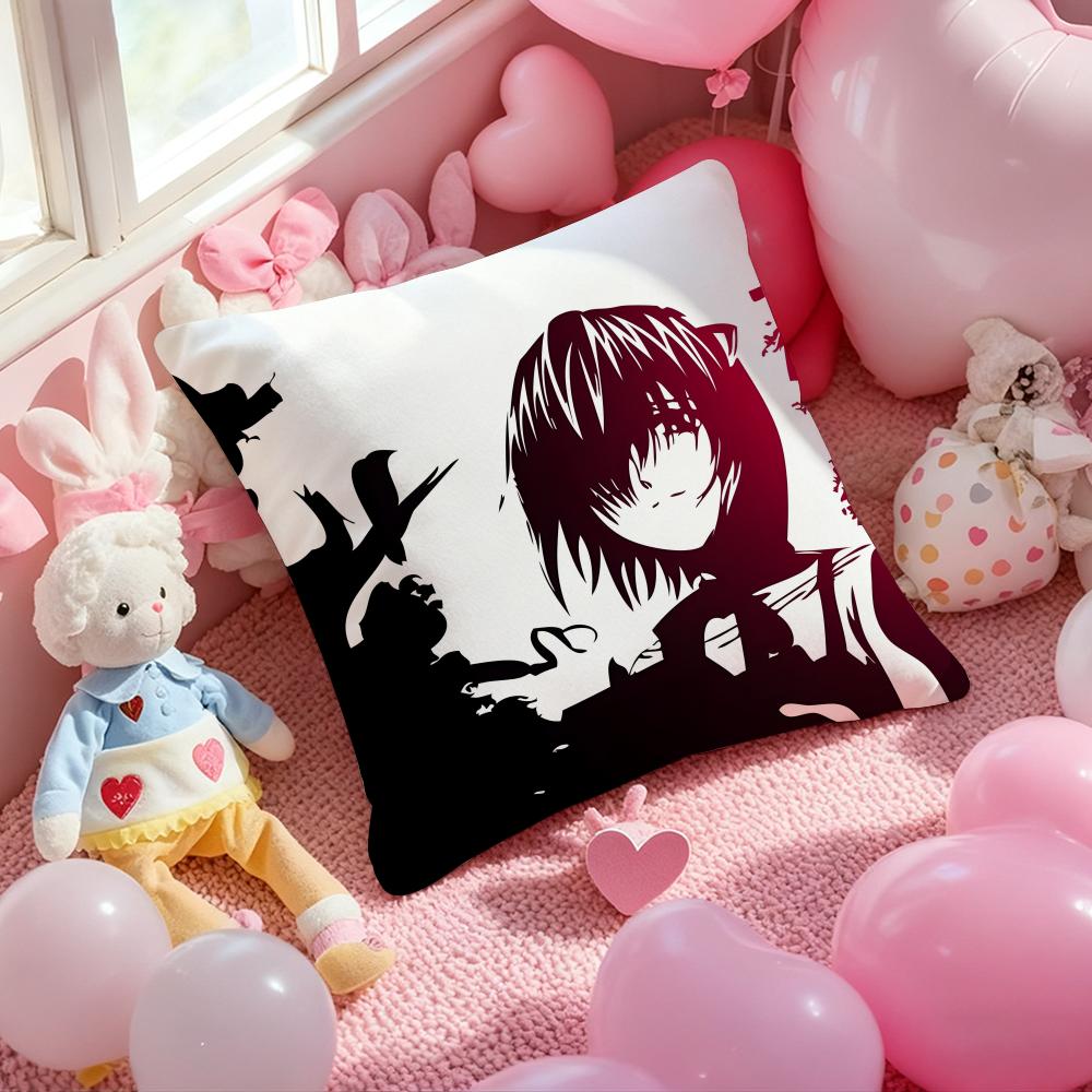 Anime E-Elfen L-Lied Cushion Cover Pattern Printed Pillowcase for Living Room Sofa Cushion Cover & Bedroom Decor