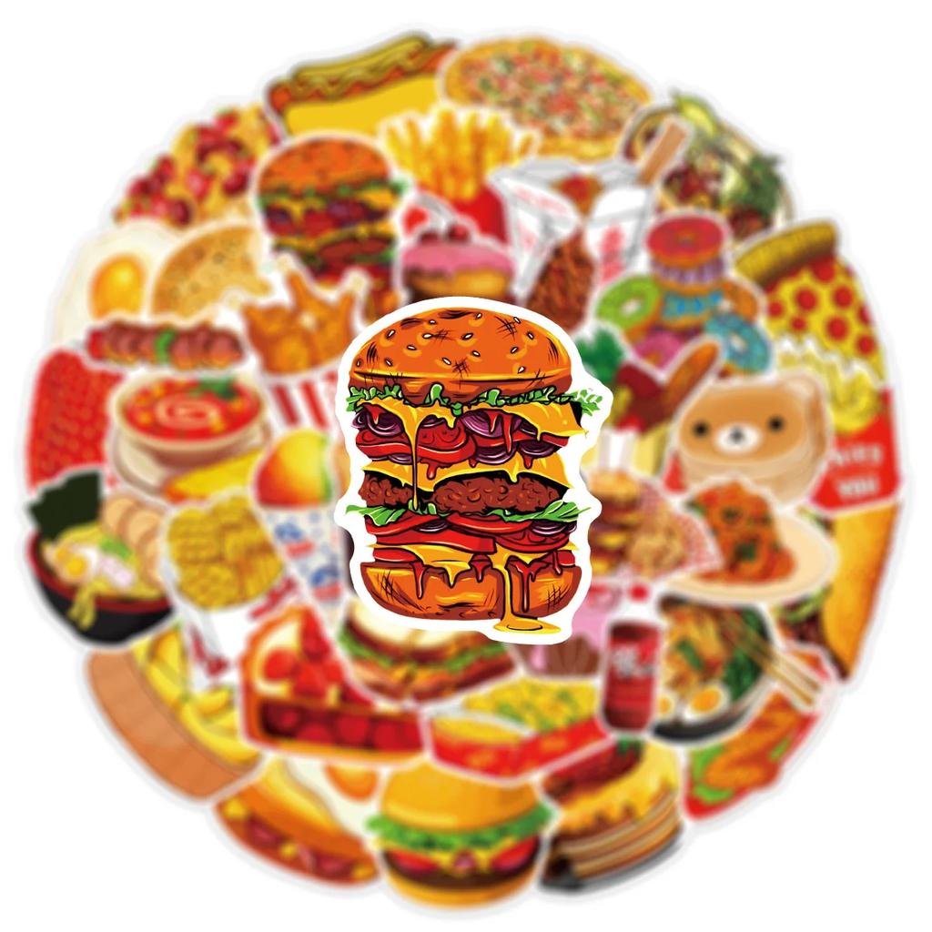 10/25/50pcs Bread Food Stickers Graffiti Decals for Fridge Water Bottle Luggage Pad Phone Bike Car Motorcycle Scrapbook Home