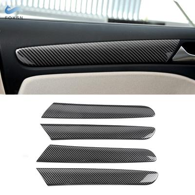 For VW Golf 6 MK6 2008-2013 4pcs ABS Carbon Fiber Texture Car Interior Door Window Panel Strips Cover Protective Trim