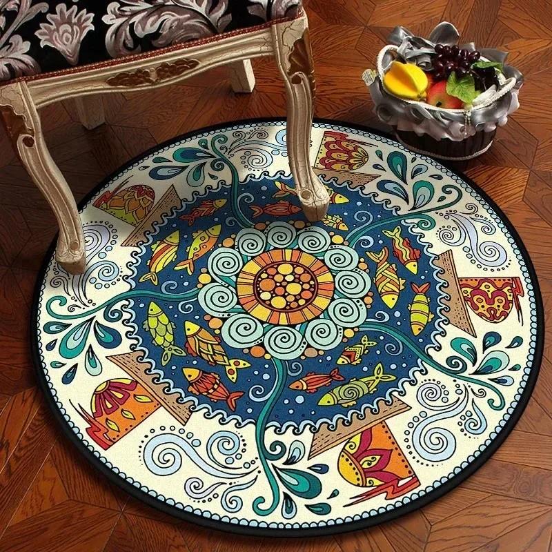 Bedroom Children's Chair Non-slip Floor Mat Room Home Decoration Round Carpet Living Room Mandala Bathroom Absorbent Floor Mat