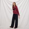 UNIFREE Women's Plaid Fleece-Lined Wide-Leg Trousers