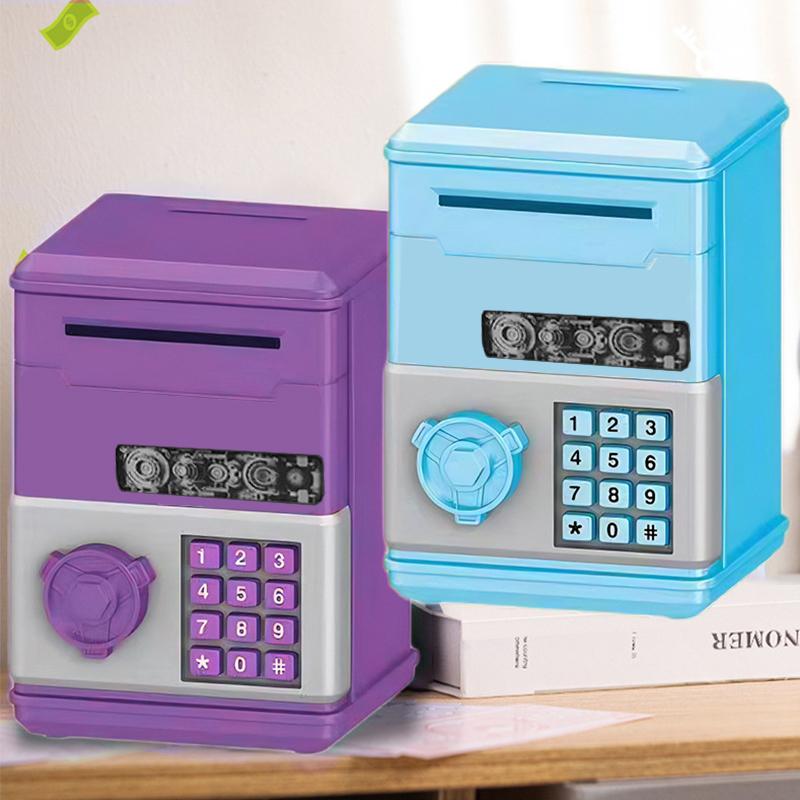 Automatischer Mini-Safe Münzen Bargeld Sparen Spardose Passwort Zähler Code Schlüsselschloss Münzbank Geldautomat Kind