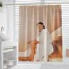 Morandi plants and flowers washable Dirt-Resistant Shower Curtain Shower Head waterproof Polyester Bath Curtain For Home Decor