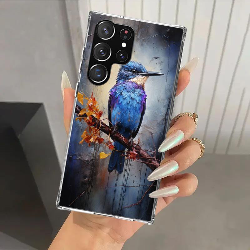 Animal Oil Painting Bird Phone Case for Samsung Galaxy S26 S24 S23 Ultra S25 Edge S22 S21 Plus S20 FE + Soft Print Shell Funda G