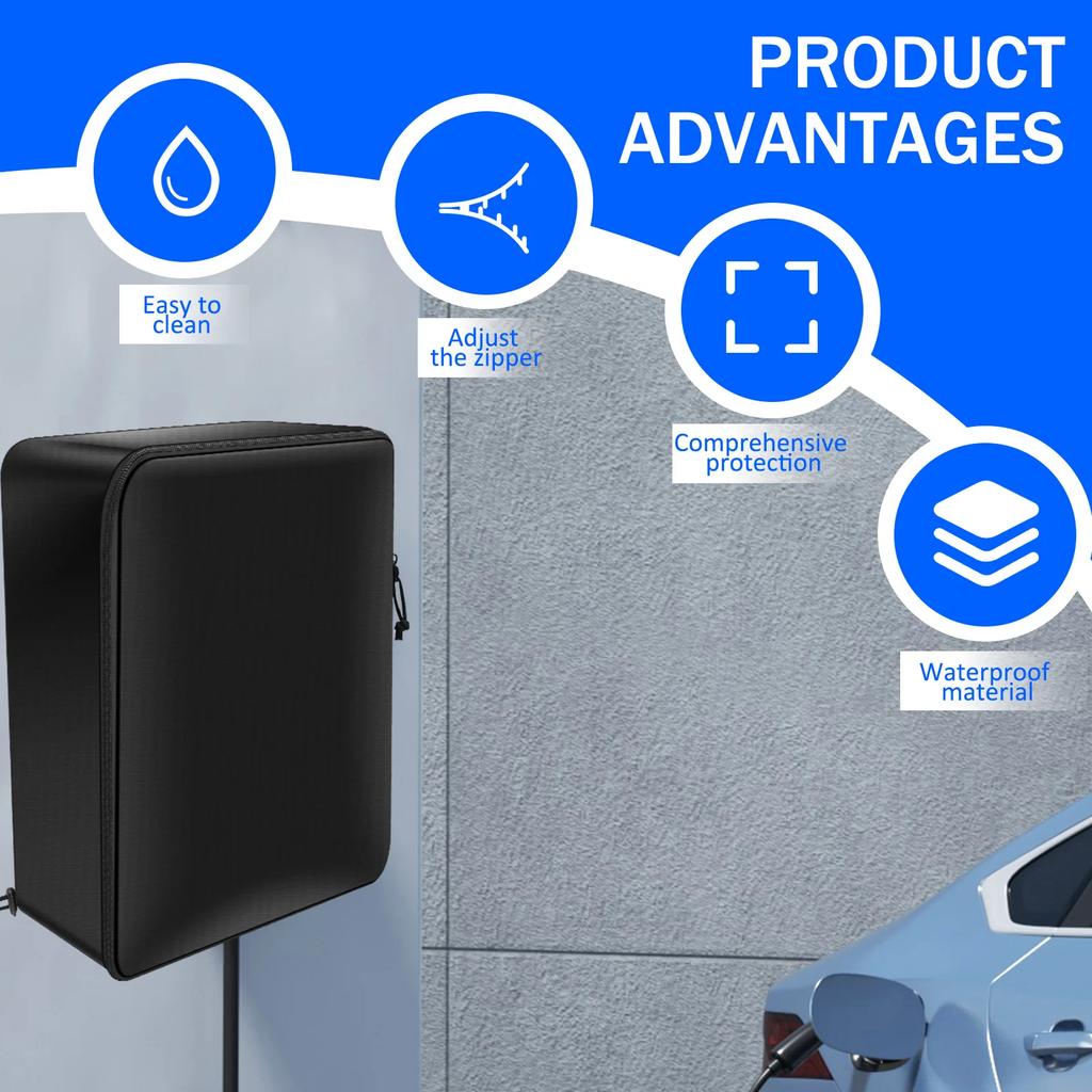 Kryt nabíjecí stanice pro elektromobily Oxford Vodotěsný Prachuvzdorný Ochrana nabíječky elektrického vozidla s nastavitelným zipem Pláštěnka na nabíječku EV