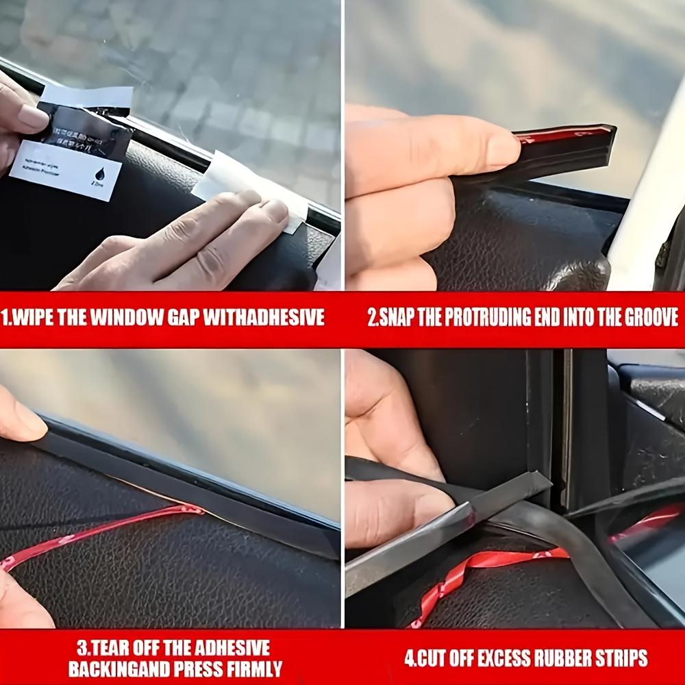 4PCS Car Rubber Window Seal Strip Side Window Gap Filler Noise Insulation Waterproof Windproof Dustproof V-Shape Sealing Strips