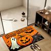Newest Orange Happy Halloween Ghost Pumpkin Bat Spider Web Print Doormat Non Slip Bathroom Entrance Floor Mat