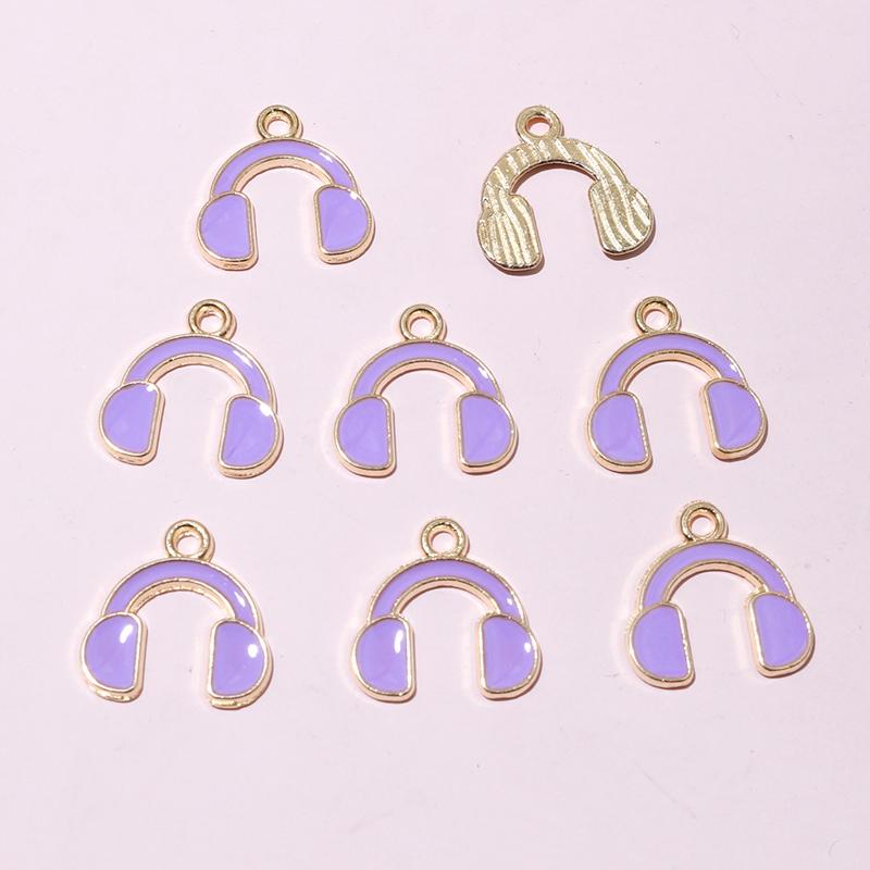 20pcs 15x14.5mm Enamel Cute Earphone Headphones Charms Pendant DIY Jewelry Making Accessories for Bracelet Earrings Keychains