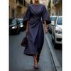 Work Fashion Temperament Elegant Solid Waist Hugging Dress Casual Batwing Sleeve Long dress Elegant Dress