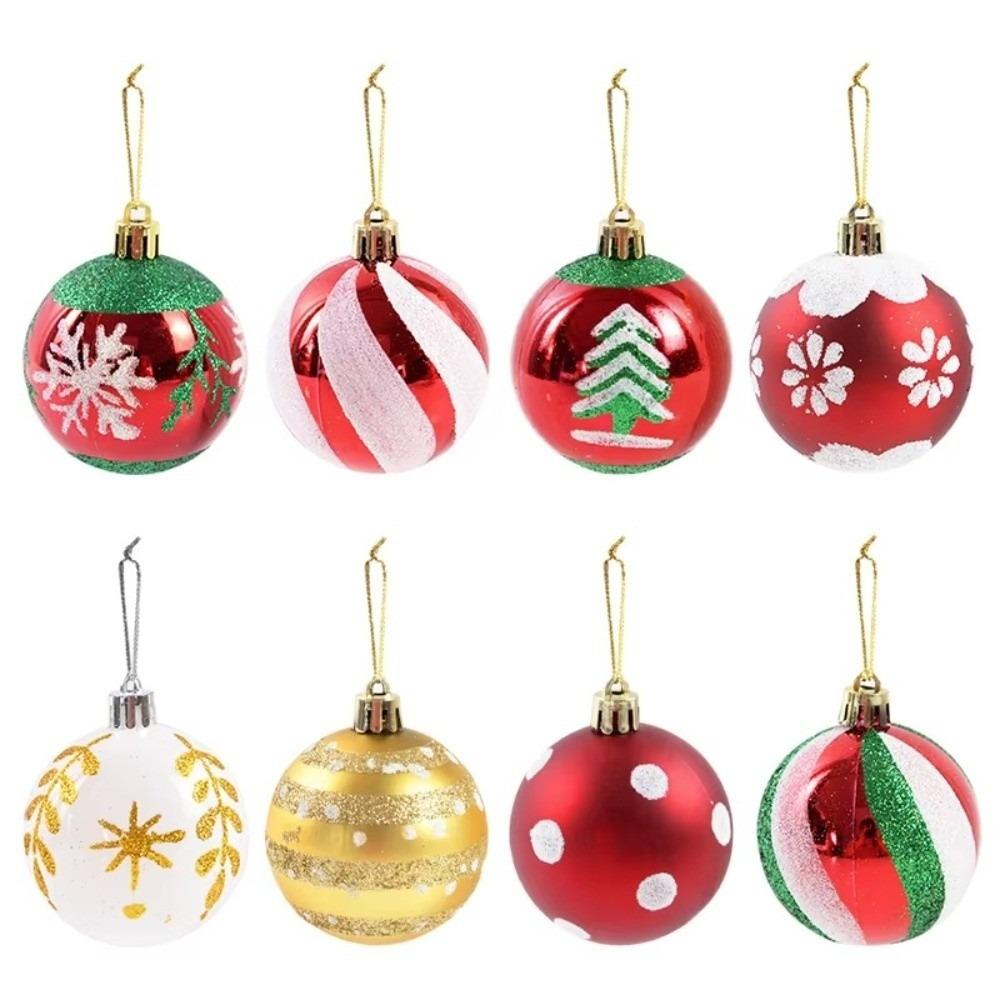 6Pcs/Set Plastic Glitter Christmas Ball Set 6cm Xmas Hanging Ball Holiday Decor