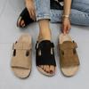 Women's Plus Size Vintage Suede Single Strap Slide Sandals, Summer Casual Shoes