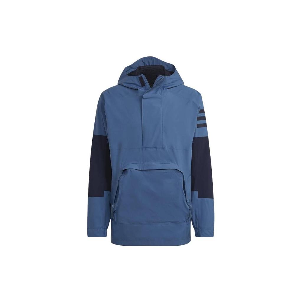 Adidas Hooded Long Sleeve Printed Logo Windbreaker Men Outerwear Peacock-Blue HG8579