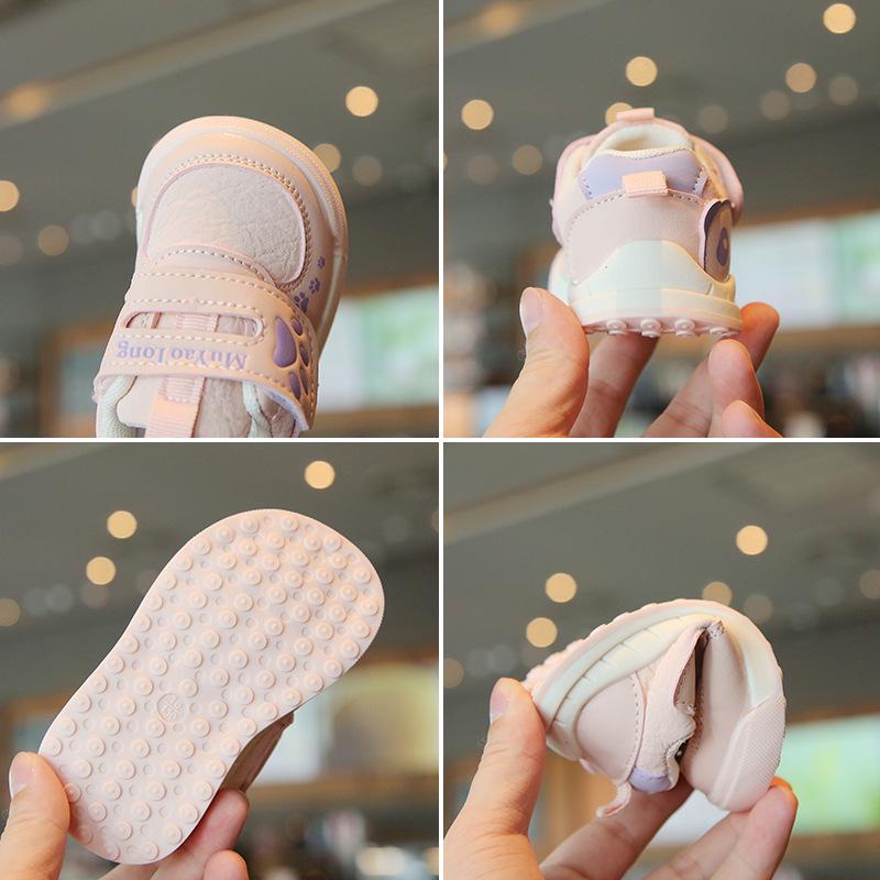 Babylaufschuhe mit weicher Sohle und Klettverschluss - Cartoon-Stil für Jungen und Mädchen, Frühling/Herbst