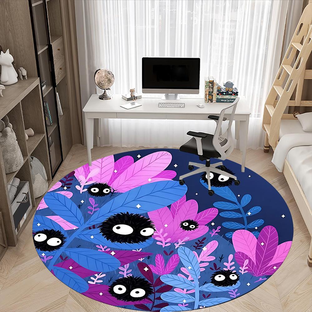 1 Stück Sprites Wald Büro Runder Teppich, Matte Geeignet für Büro, Unter Bürostühlen Schlafzimmer Wohnzimmer Heimdekoration, Raumdeko