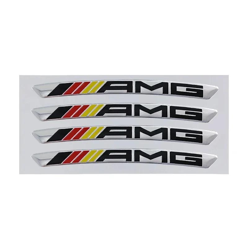 

4/8pcs Mercedes-Benz AMG car hub wheel cover 3D car stickers aluminum alloy AMG stickers wheel cover badge stickers auto parts 4pcs