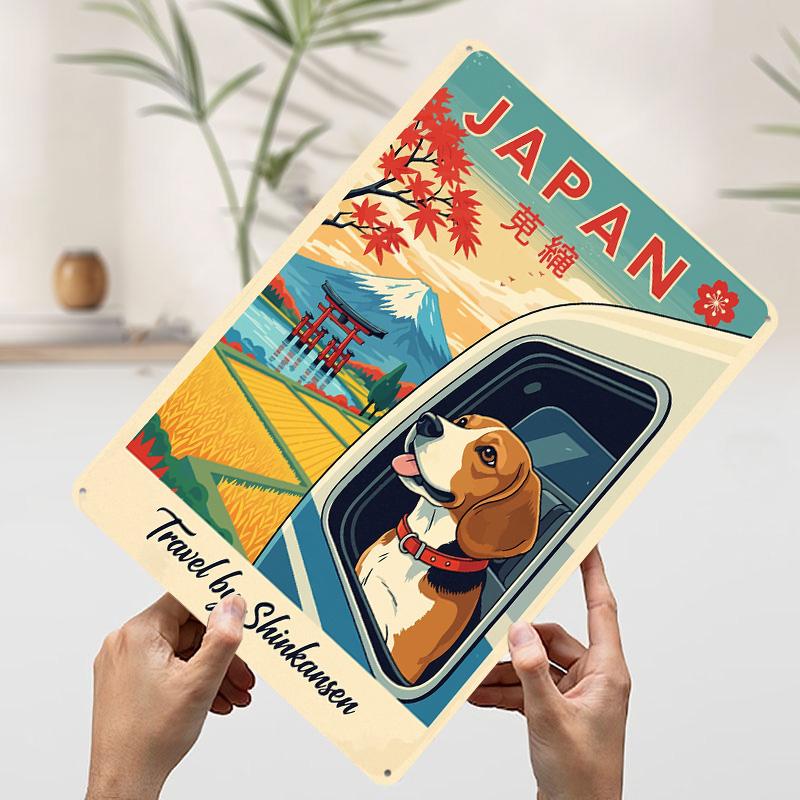 

Japan Travel By Shinkansen With Dog Tinplate Poster Customized Wall Art Vintage Retro Metal Signs for Decoration Garage Man Cave 7.9x11.8In(20x30cm)