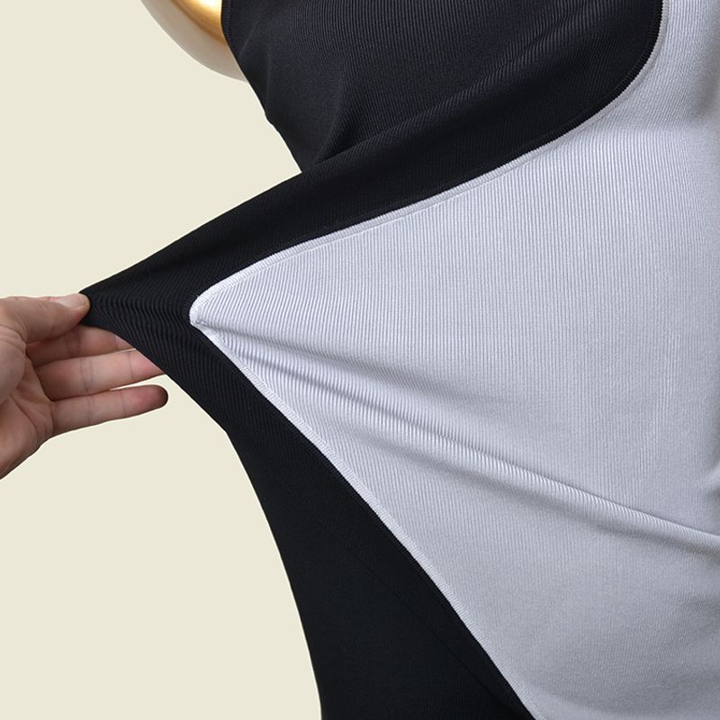 Color Matching Hip Skirt Stylish Fashion Style Sleeveless Silm Slimming Contrast Color Elegant Knitting Dress Women