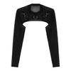 Men Mock Neck Long Sleeve T-Shirt See-Through Mesh Half Crop Top Party Clubwear