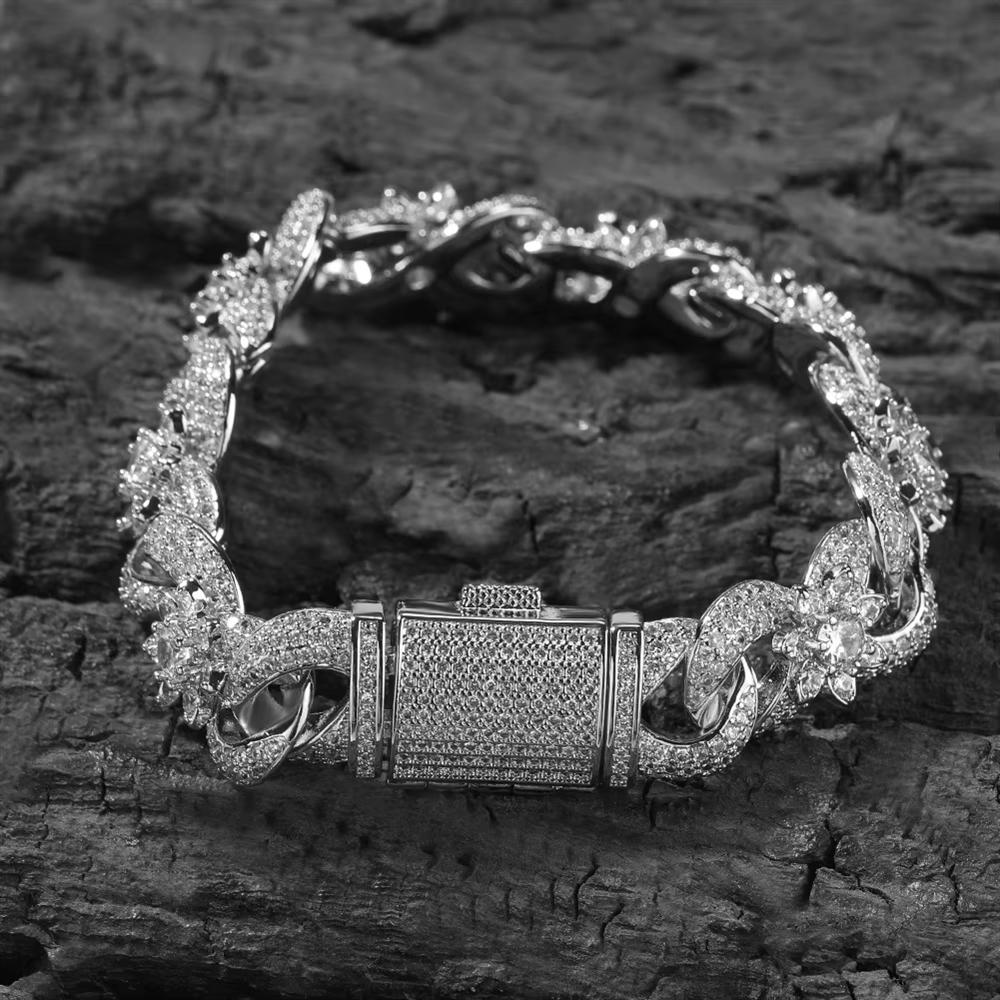 Personalized Fashion Hip Hop Jewelry Flower Zircon Infinite Bracelet Bling CZ Iced Out Infinity Rainbow Flower Bracelet