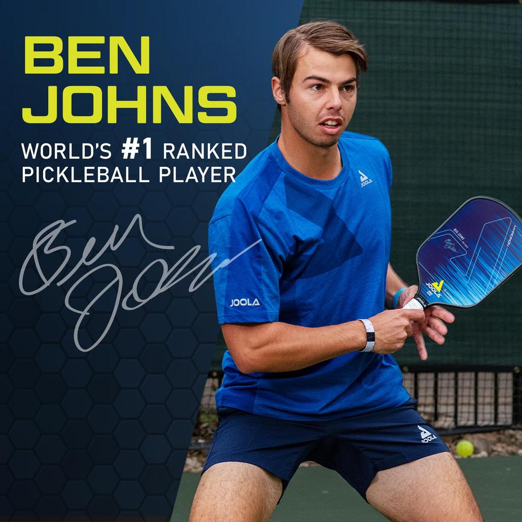 JOOLA Ben Johns Hyperion CAS 16 Pickleball Paddle Carbon Wear High Grit Long Slender Handle for Secure Polypropylene Honeycomb USAPA Approved -