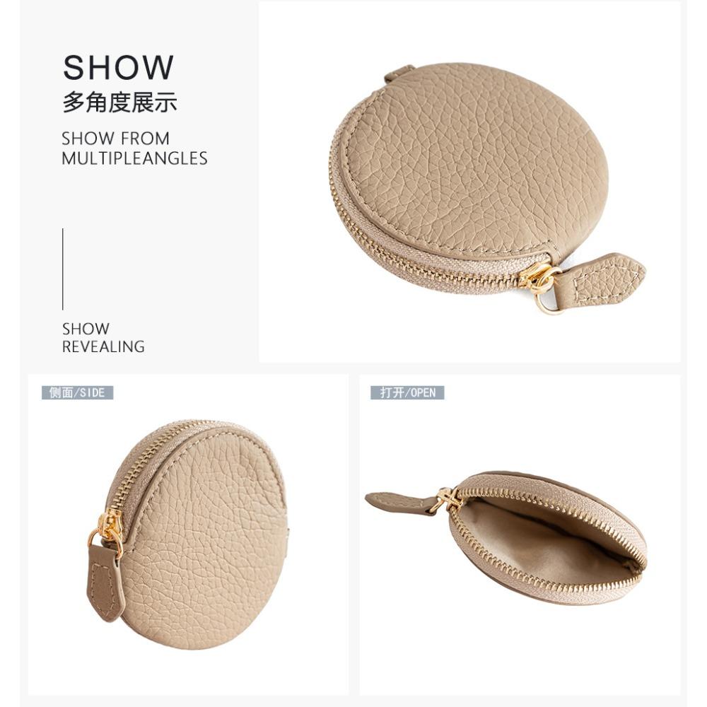 New first-layer cowhide change bag, large-capacity portable jewelry bag, zipper, Japanese coin bag, genuine leather.