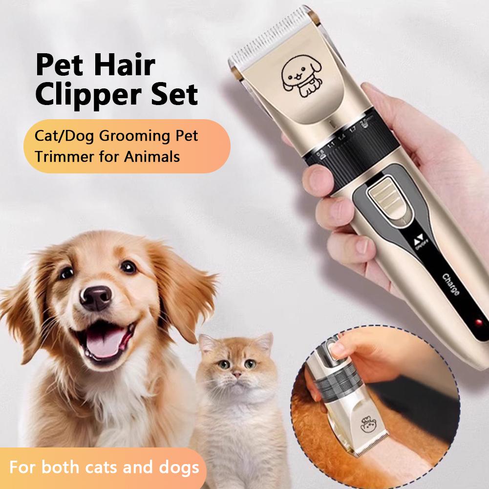 Pet Hair Clipper Set Cat/Dog Grooming Pet Trimmer for Animals with Comb Attachments for Thick Fur Claw Pedicure Artifact Rechargeable Shaver