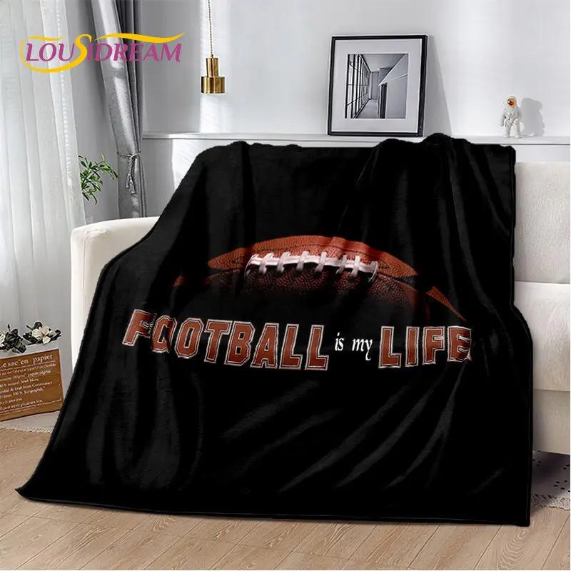 American Football Rugby Soft Plush Blanket,Flannel Blanket Throw Blanket for Living Room Bedroom Bed Sofa Picnic Cover Kids Warm
