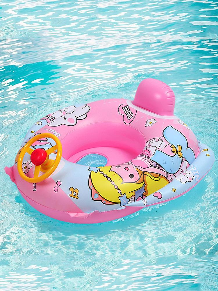 Inflatable Baby Swimming Float Swimming Pool Toys Baby Floats with Steering Wheel Horn Pool Floaties for Age 6-36 Months Toddler