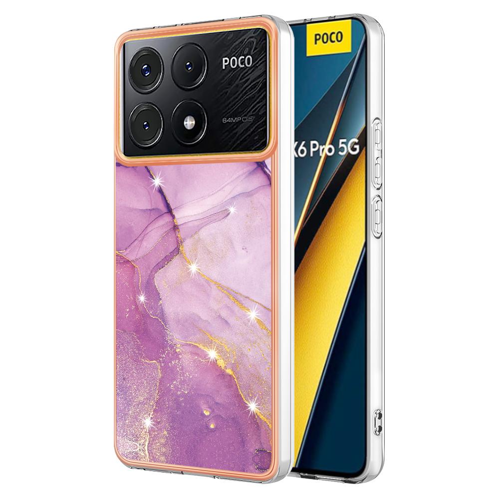 For Xiaomi Poco X6 Pro 5G/K70E 5G TPU Case with IMD Marble Pattern Electroplated Back Cover
