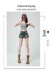 Retro Distressed High-Waist Denim Shorts for Petite Women