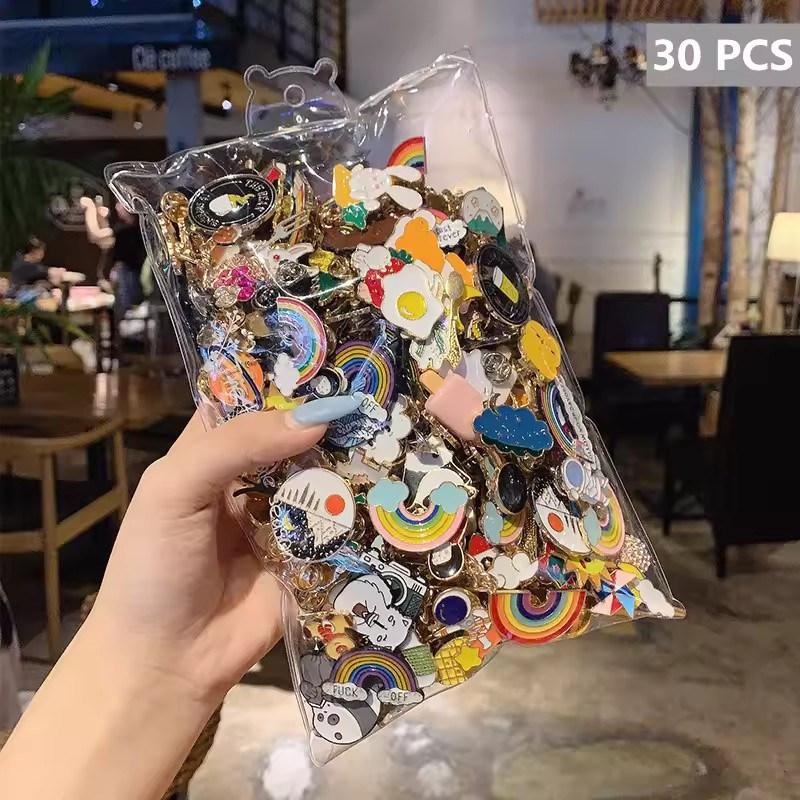 10/20/30/40/50Pcs Enamel Pin Badge Random Cute Animal Plant Metal Brooches Backpack Lapel Badges Women Kid Jewelry Accessories