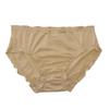 Women's Satin Mid-Waist Panties with Antibacterial Cotton Crotch, Large Size, Breathable, Wood Ear Edge Design.
