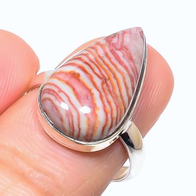 Natural Rosetta Jasper Gemstone Handmade 925 Solid Sterling Silver Ring S.8 F1e59