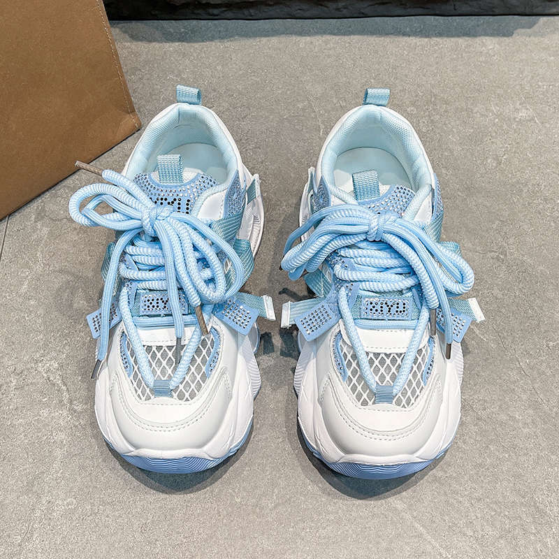 2025 new autumn breathable mesh women's shoes thick-soled heightening dad shoes versatile casual sports shoes running shoes