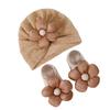 Baby Turban Hat Soft Stretchy Flower Headwear for Infant Stylish Bonnet Caps with Matching Socks Clothing Accessory