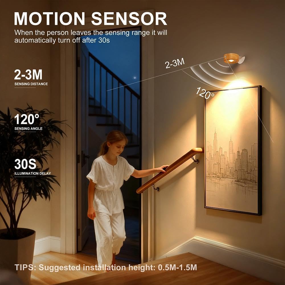 Wall Light Motion Sensor LED Spotlight for Bedroom Hallway Staircase Modern Home Decor Lighting Fixture