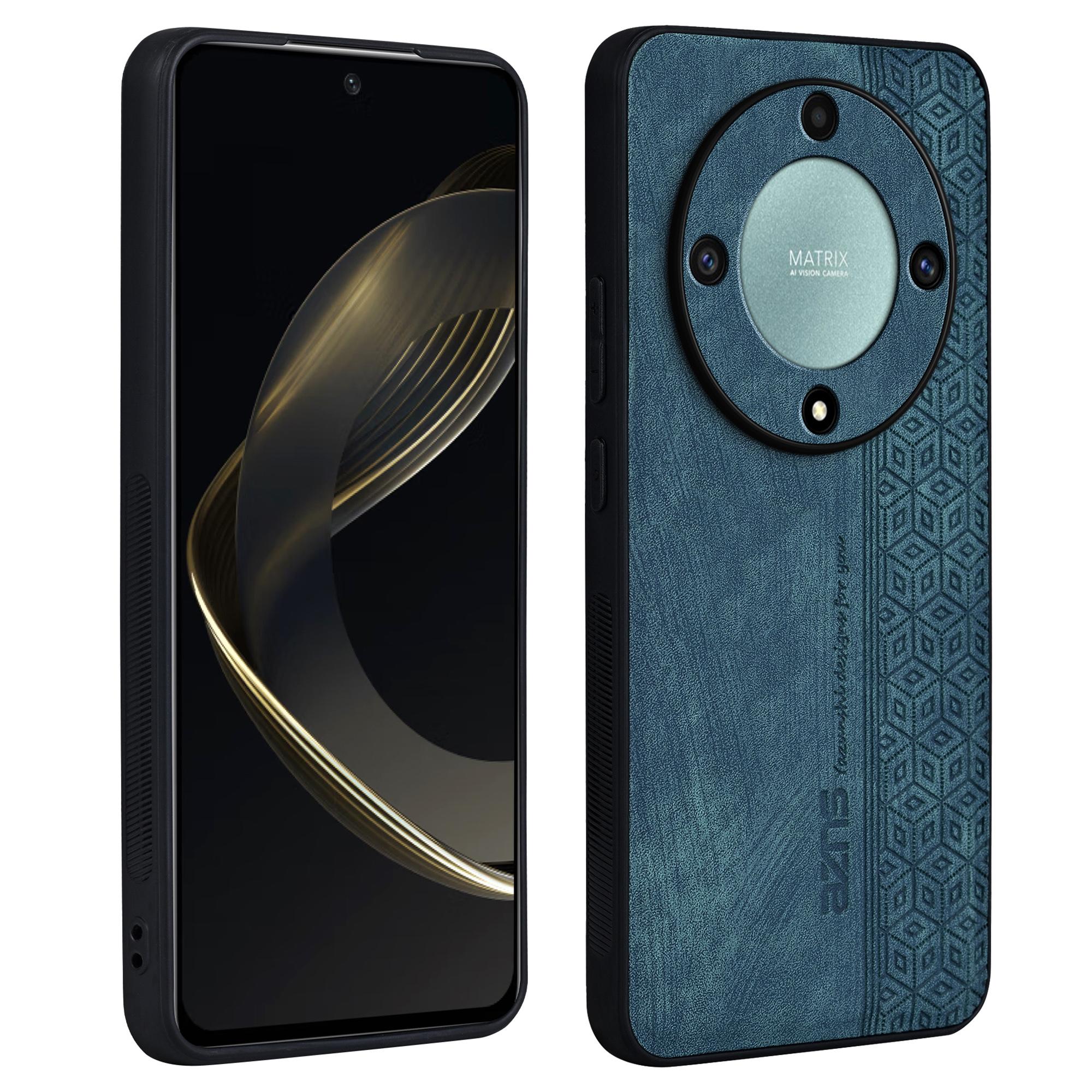 

AZNS For Honor X9a 5G Case PU Leather Coated TPU Drop-proof Smart Phone Cover Green