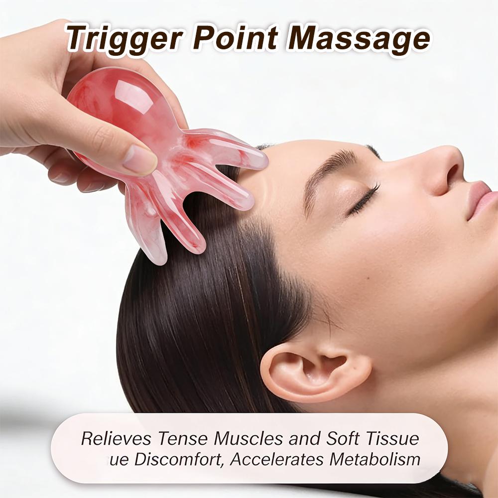 Resin Octopus Head Massager Comb Head Meridian Manual Acupressure Tool Portable Spa Gua Sha Massage Comb