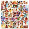 50 Summer Retro Fashion Swimsuit Girl Realistic Graffiti Stickers DIY Decorative Suitcase Water Cup Stickers