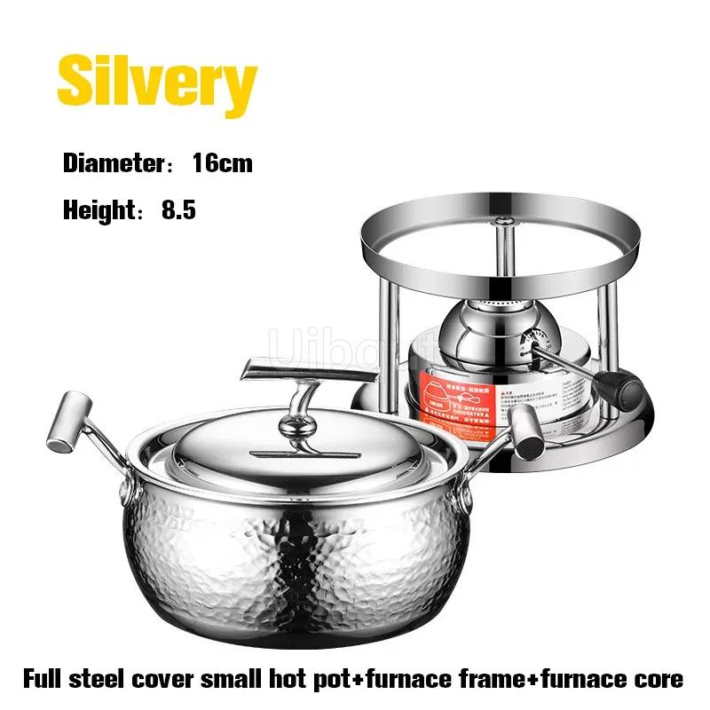 Commercial Inflatable Hotpot Special Pot for Induction Cooker Olla Thickened 304 Stainless Steel Single Person Small Hot Pot