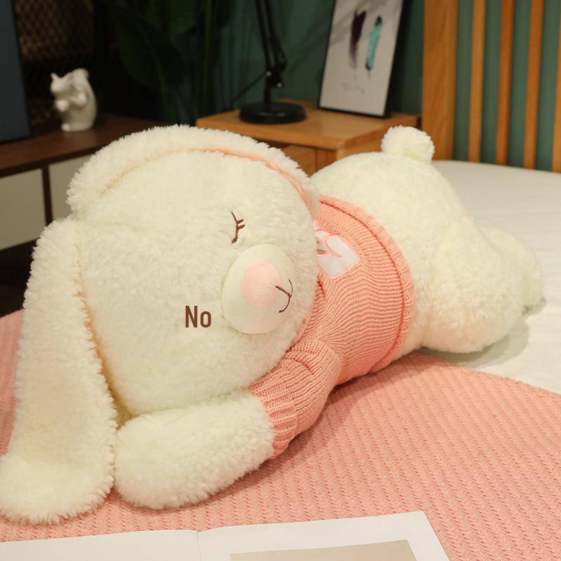Large Cute Rabbit Hugging Plush Toy for Girl's Bed - Sleeping Pillow & Sweater Doll