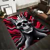 "Skull Design Carpet with Wavy Red and Black Abstract Background" Suitable for Use As an Anti-slip for Living Room Bedroom Sofas