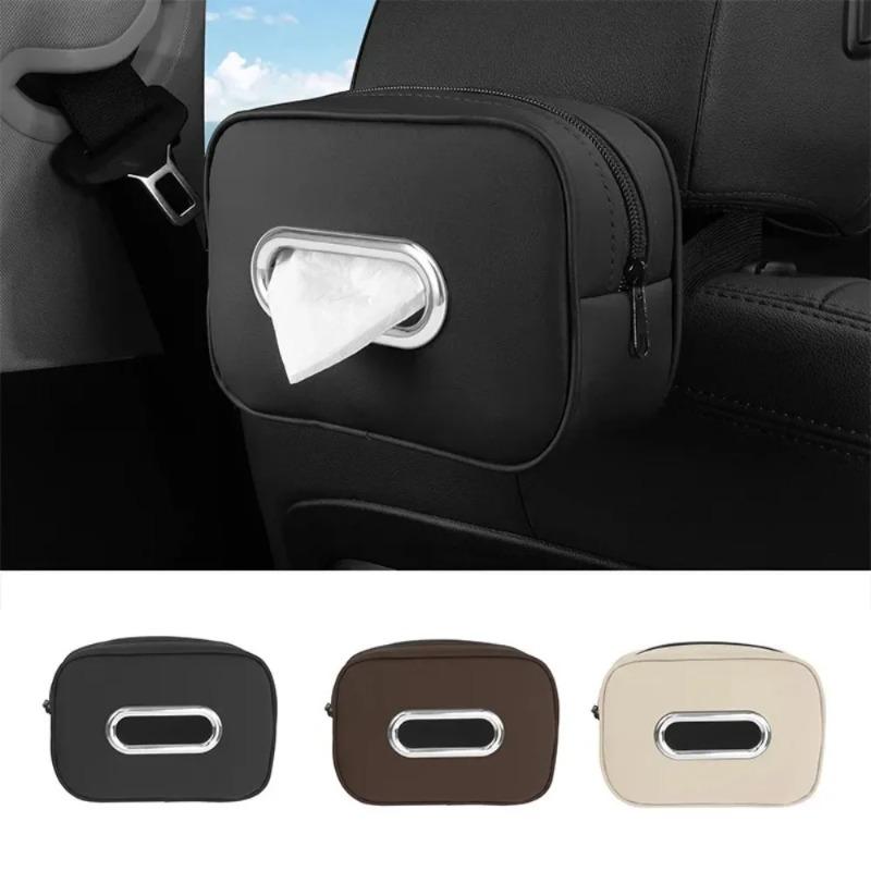 New Car Tissue Box Holder Microfiber Leather Car Center Console Armrest Napkin Box Sun Visor Backseat Tissue Case with Fix Strap