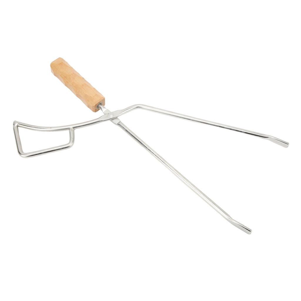 Fire Pit Tongs Heavy Duty Stainless Steel Lengthen Widen Thicken Beech Wood Handle Fire Tongs for
